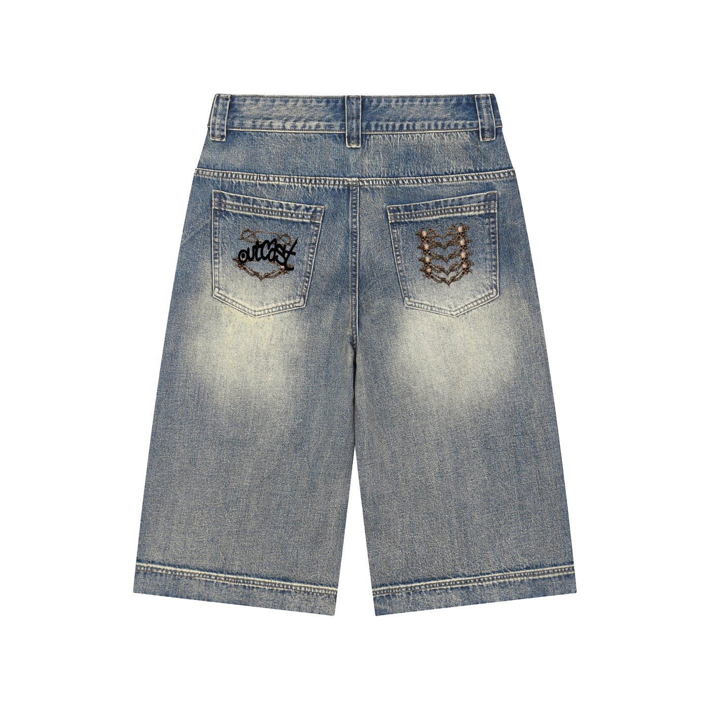 Vintage Wash Baggy Denim Shorts