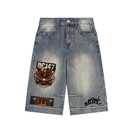 Vintage Wash Baggy Denim Shorts